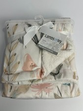 Lambs  Ivy Baby Bloom Collection Pink Blue Beige White Floral Sherpa Blanket