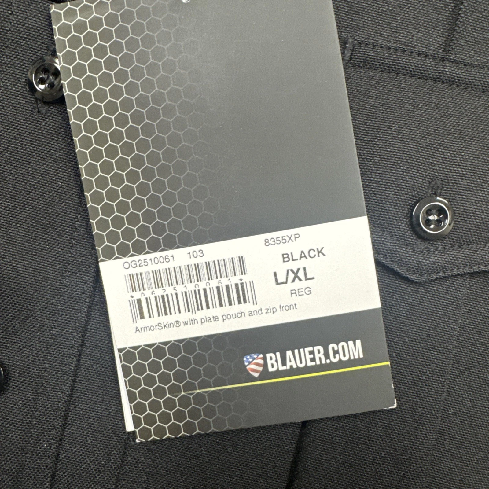 Blauer Zip Front ArmorSkin 8355XP Tactical Outer Vest Carrier BLACK L/XL Regular - product detail image 2