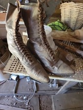 Fresh From The Barn Antique Victorian Womens Lace Up Boots Tan A.B.C. Shoe Co.