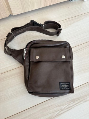 #ad PORTER shoulder bag in dark brown leather rare Products $82.49