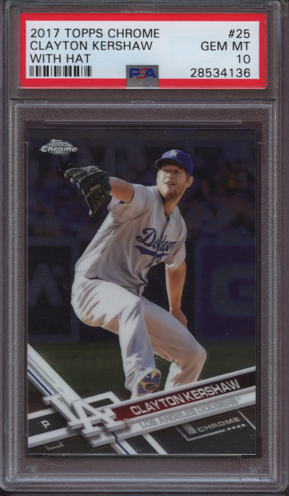 2017 Topps Chrome 25 Clayton Kershaw With Hat PSA 10 Gem Mint Dodgers  view 7