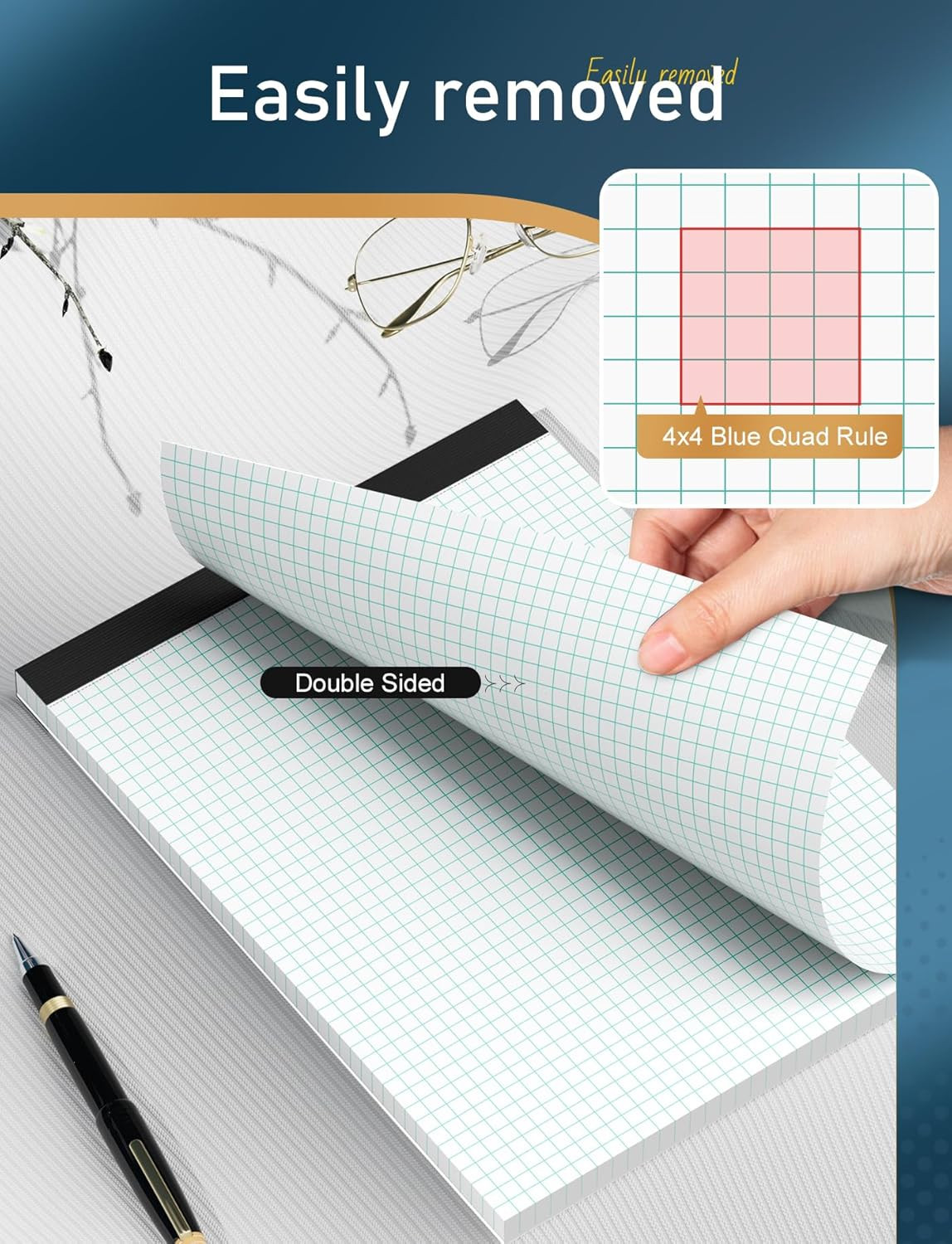 Graph Paper Pad 8.5 X 11, 12 Pack Graph Paper Notebook, 4X4 Graph Ruled, Grid Pa