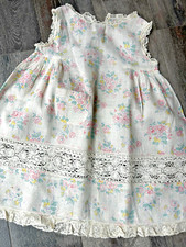 Vintage Girl's Dress Floral Crochet  Lace Handmade  46 
