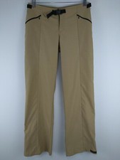 PrAna Hiking Pants L Womens Elastic Belt 31.5" Inseam Ankle Zip Nylon Blend Tan