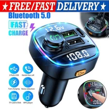 Bluetooth 5.0 Car Wireless FM Transmitter Adapter USB PD Charger AUX Hands LOT