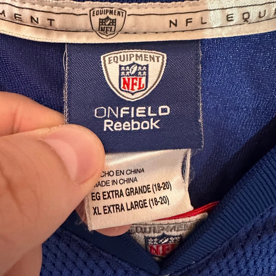 Camiseta de fútbol azul Hakeem Nicks New York Giants Reebok para niños talla XL 18-20 Foto 2 de 3