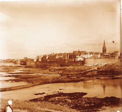 FRANCE Bretagne Saint-Malo Vue du Grand Bey, Photo Stereo Plaque Verre VR2L18n16