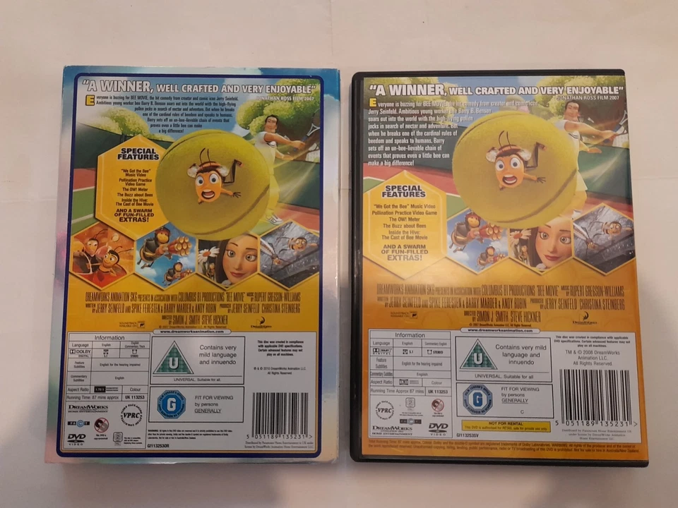 Bee Movie (DVD, 2008, with Iridescent Slipcover)- Interactive Game, Music Video - Image 3 of 4
