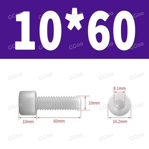 M3 M4 M5 M6 M8 M10 M12 Cap Head Screws Hex Socket Allen Key Bolts Nylon DIN 912 - Picture 71 of 89