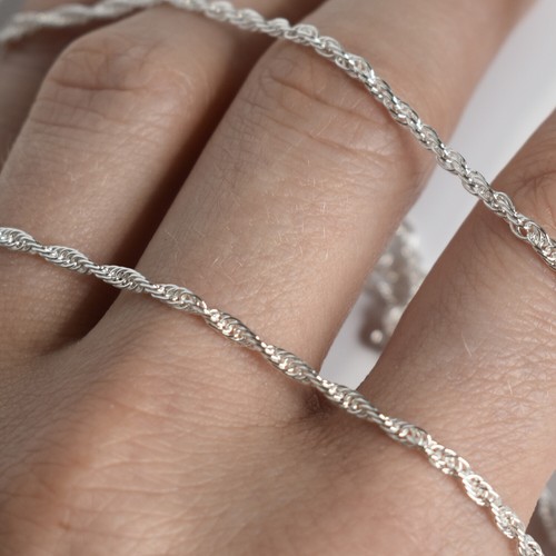 Mens 925 Sterling Silver Twisted Rope 