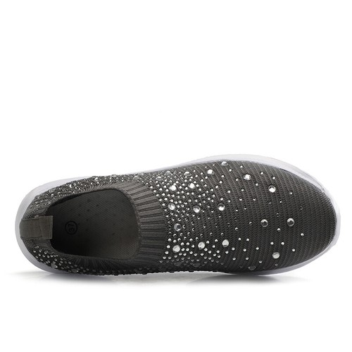 Mujer Brillo Brillante Tenis Damas Informales Sin Cordones Entrenadores Calcetín Zapatos Talla - Imagen 22 de 35