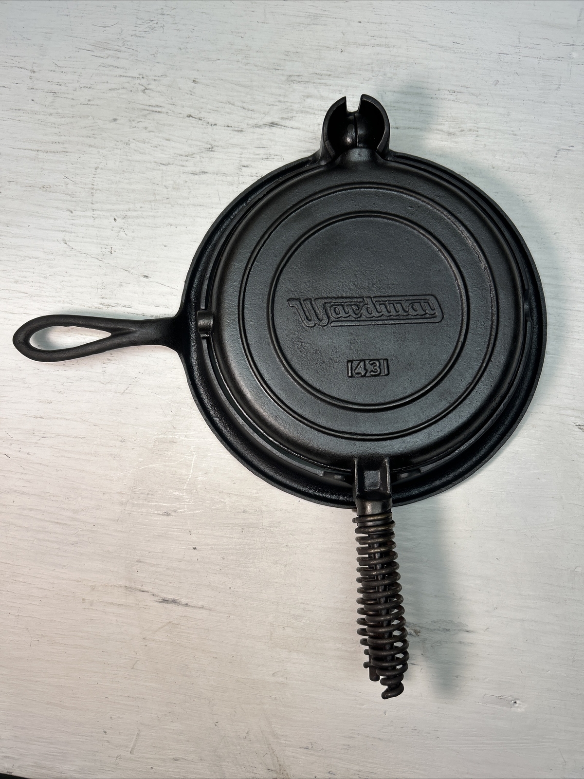 Rare Wardway Cast Iron Waffle Maker Made by Wagner Ware NICE Restored