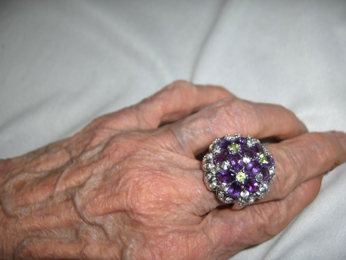 Retired Suzanne Somers Sterling Silver Fashion Ring Amethyst & Clear Stone Sz 8 - Picture 5 of 6