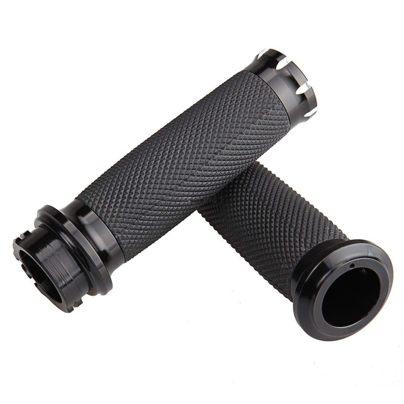 Pair 1 Inch Handlebar Black Hand Grips Hand Bar for Harley Dyna Softail Touring