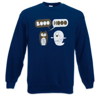 Booo Hooo Sweatshirt Pullover Ghost Owl Fun Geek Nerd Uhu