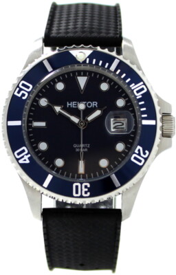 HEKTOR 30BAR SPORT Stahl Herrenuhr blau Krone geschraubt Band skin diver vintage
