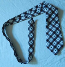 Brown White Dots Plaid Dotted Textured Polyester Neck Tie - Mod Vintage