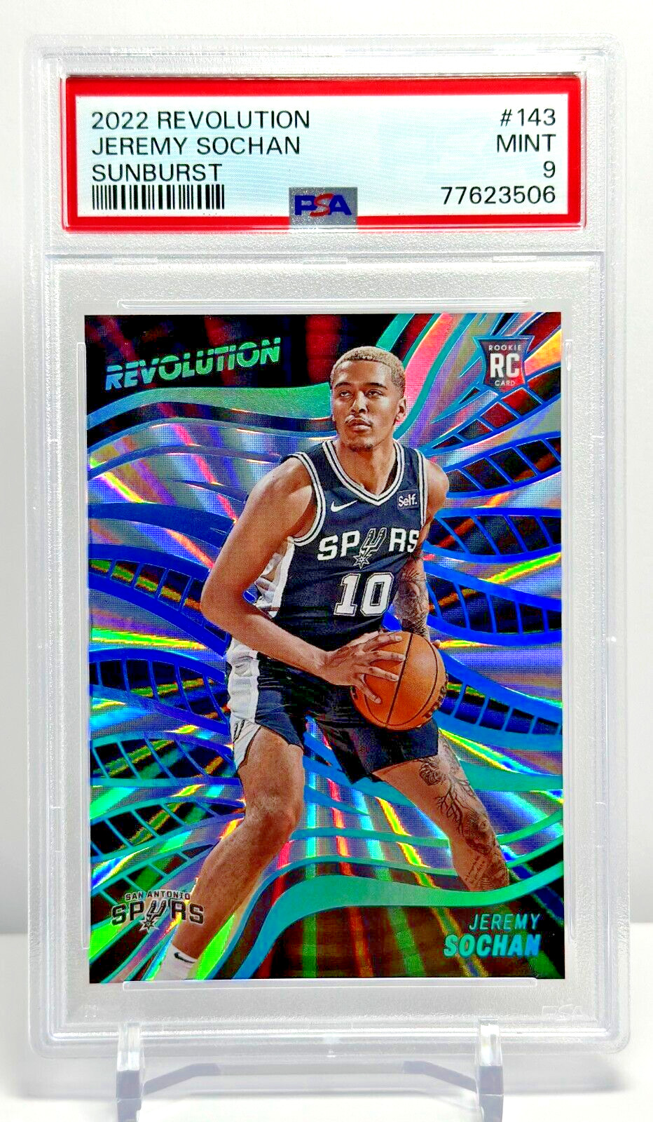 2022 Panini Revolution Rookie Sunburst #'d /75 Jeremy Sochan No. 143 PSA 9