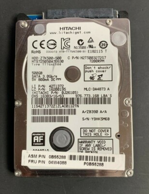 Hitachi HGST 500Gb Interne Laptop SATA Serial ATA Festplatte gebraucht getestet Z7K500