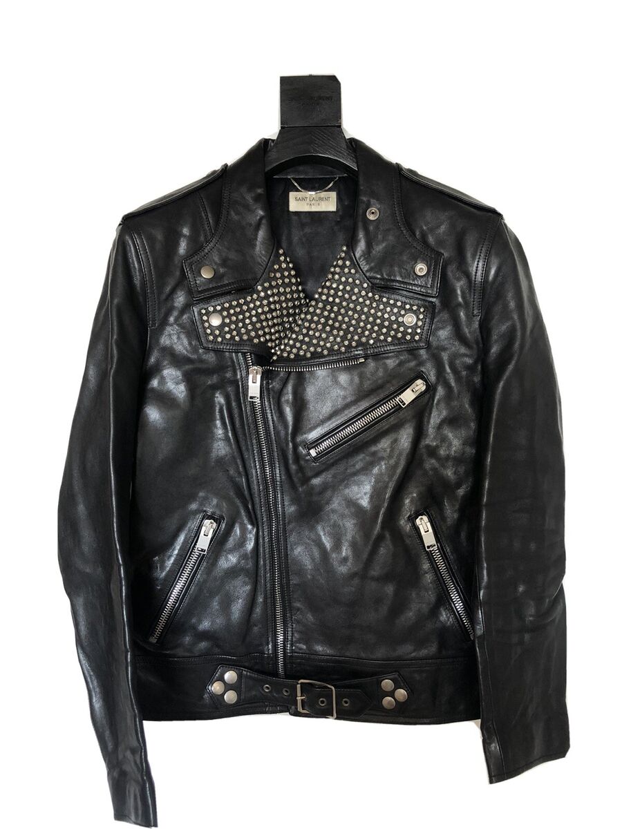SAINT LAURENT BY HEDI SLIMANE STUDDED COLLAR MOTO JACKET | eBay SAINT LAURENT BY HEDI SLIMANE STUDDED COLLAR MOTO JACKET | eBay