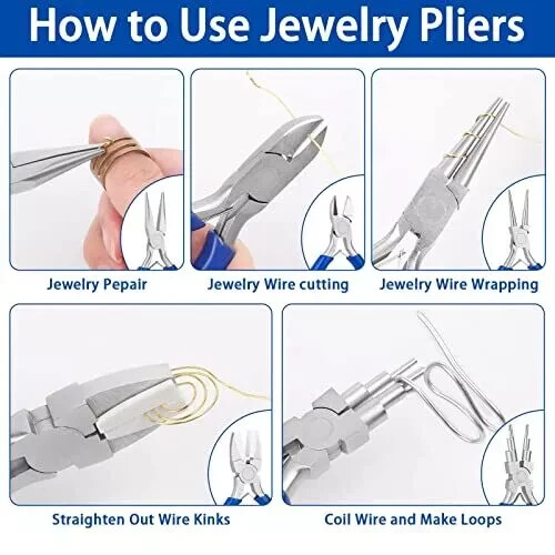 10-teiliges Schmuckzange Set mit Reisetasche für Schmuck Auffädeln Reparatur - Bild 4 von 6