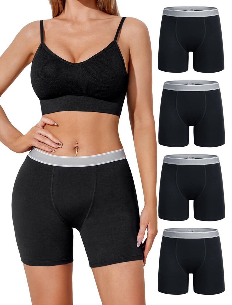Ekouaer Women's Boxer Briefs Cotton Underwear Anti Chafing Boy Shorts Panties 4.