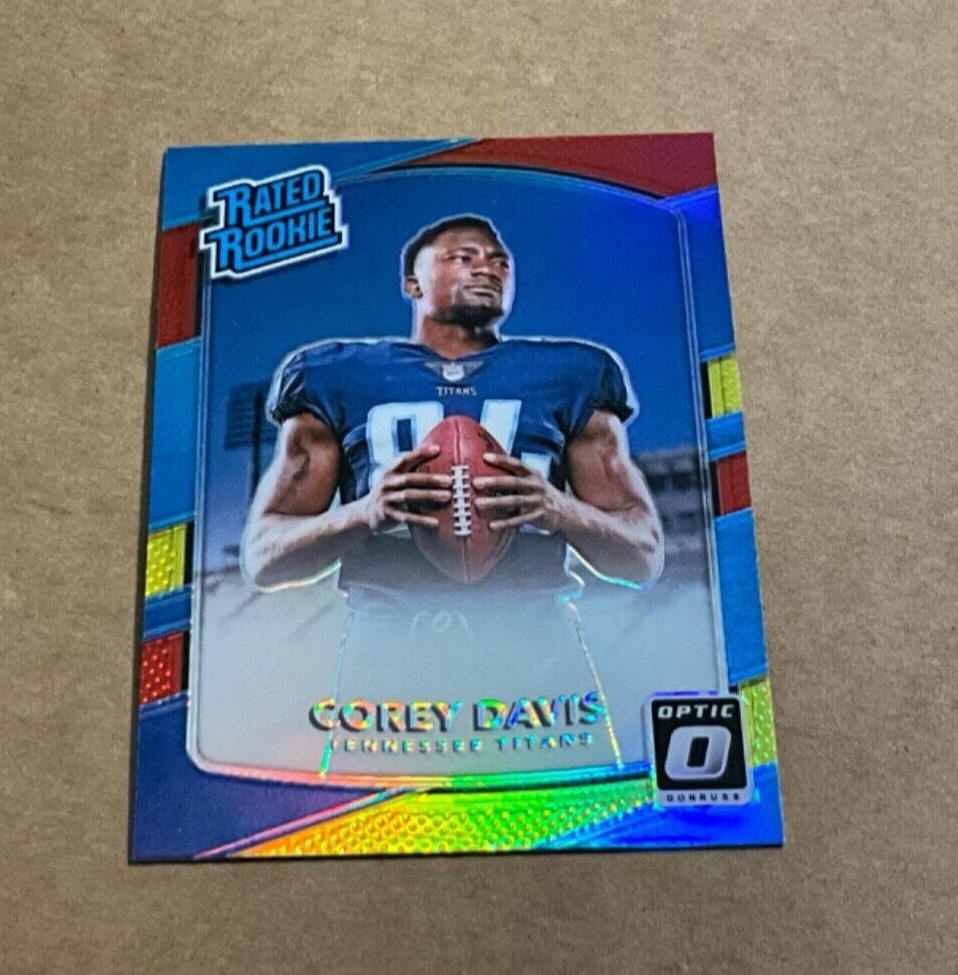 2017 Panini Donruss Optic 166 Corey Davis Rated Rookie Red Yellow Prizm Titans