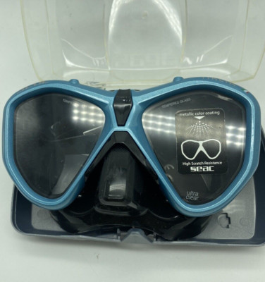 SEAC Italia Scuba Diving Mask UV w/ Case Metallic Color Coating Blue