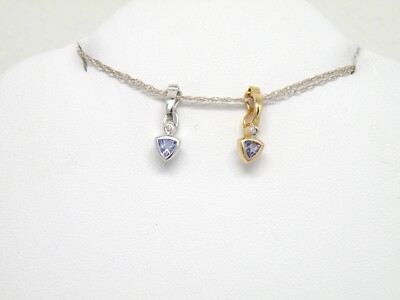 14k Yellow Gold or 14k White Gold Tanzanite Pendant-Slide with Diamond