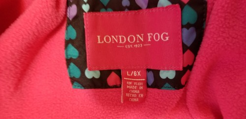 Girls Puffer Coat Jacket Sz L/6X London Fog Hearts PREMIUM Zip Fleece Multicolor - Picture 5 of 8