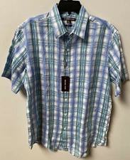 Michael Kors Plaid Linen S/S Mens Shirt Slim Fit Sz L,XXL NWT$128 CS94CK56HF