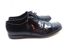 PRADA Derby Black Leather Lace Up Oxfords Apron Toe Men's Shoes 8.5(2E) 40 Italy
