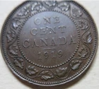 1919 Canada Large Cent Coin. George V  PENNY 1p 1c (CR)