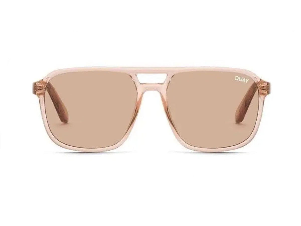 Quay Australia Tan Rectangular Sunglasses Quay_TellMeMore_CoffeeTortBrow  main image 3