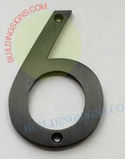 House number 6 sign Black Aluminum, 8 inch -Floating Mount House -REF24-1027