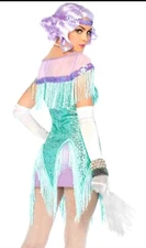 1920s Teal Foxtrot Flirt Gatsby Fringe Flapper Halloween Costume Md Medium 85568