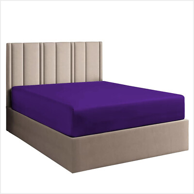 1200 TC EGYPTIAN COTTON 1 PC FITTED SHEET - 8 TO 30 INCH DEEP PURPLE SOLID