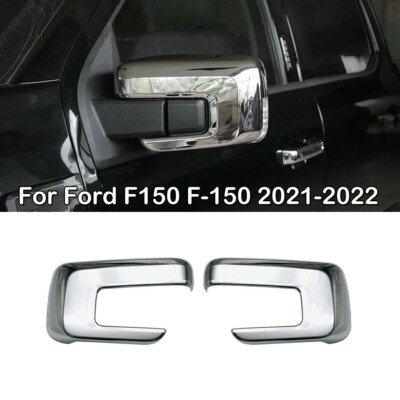 KYYET Top Half Mirror Covers For 2009-2014 Ford F-150 - Carbon Fiber Pattern Replacement Caps