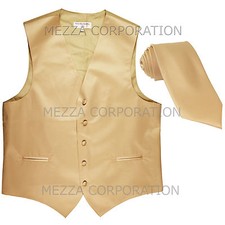 New Men's Vesuvio Napoli Tuxedo Vest 2.5" Skinny Necktie prom party Beige
