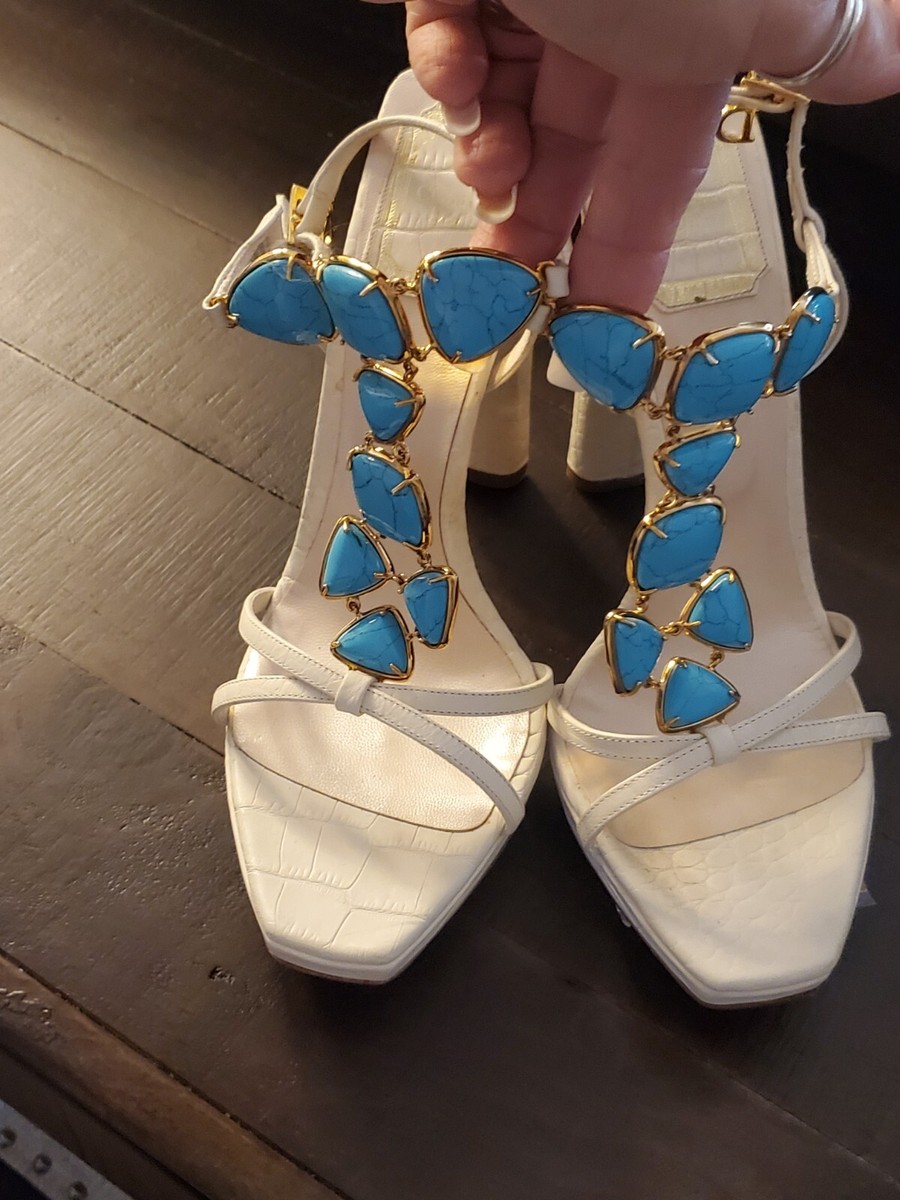 christian dior Piedra jeweled Sandals With Turquoise Stones christian dior Piedra jeweled Sandals With Turquoise Stones