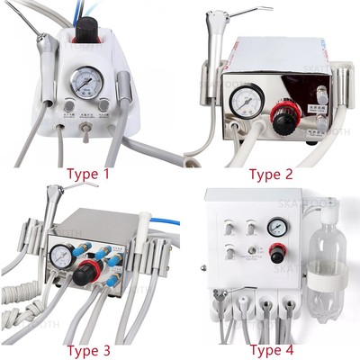 Portable Dental Turbine Unit 3 Way Syringe Work with Air Compressor 2/4 Holes
