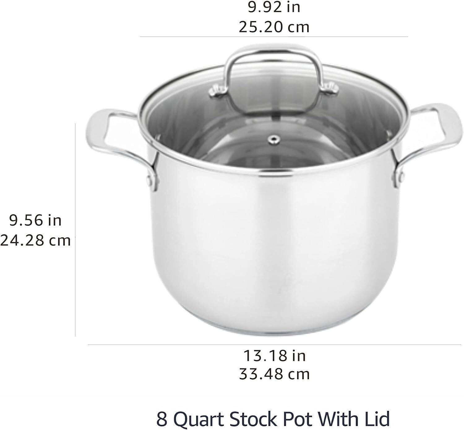 8Qt Stock Pot W/ Lid & Steam Hole Soup Stew Fast Heat Stainless Steel