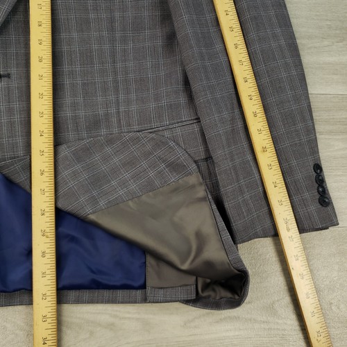 Perry Ellis Suit Men's 48L Slim Pants 39*X31 Gray Plaid Two Button Flat Front - Picture 15 of 24