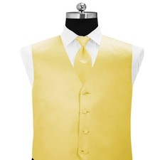 Modern Solid Twill Tuxedo Vest and Bow Tie in Shades of Yellow and Gold