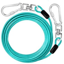 Dog Tie Out Cable: 15 ft Dog Lead for Yard - Heavy Duty Chain Leash 15FT Teal