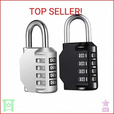 Combo Lock for Lockers, 4 Digit Combination Padlock, 2 Pack Pad Locks with Code