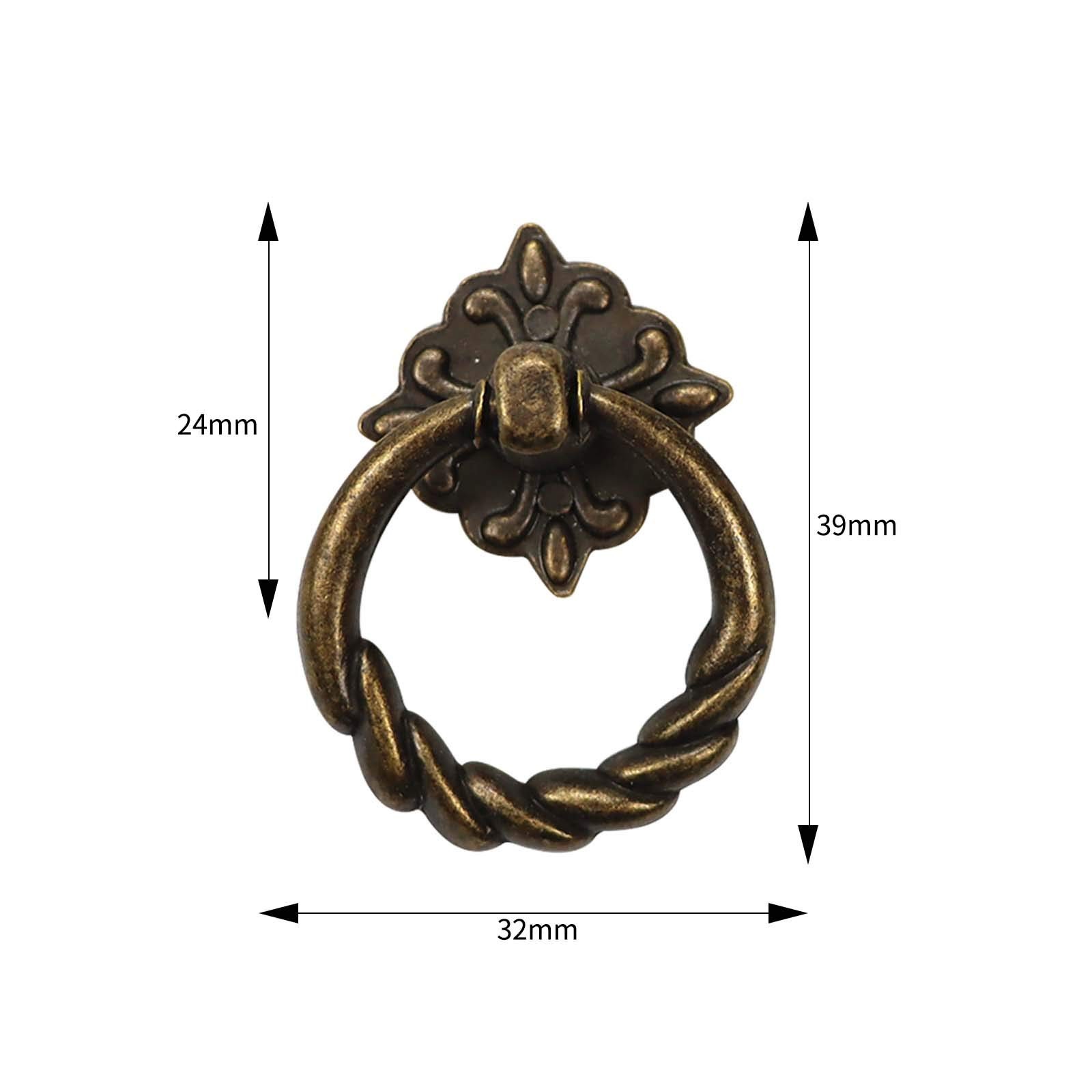 6 Pcs Vintage Drop Rings Knobs Pull Handles for Dresser Drawer Cabinet Cupboard