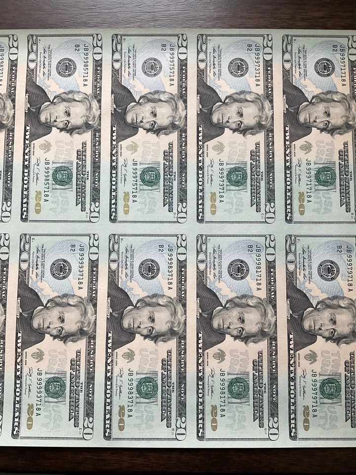 Uncut 20 Dollar 16 Sheet Note 2009 - Image 4 of 4