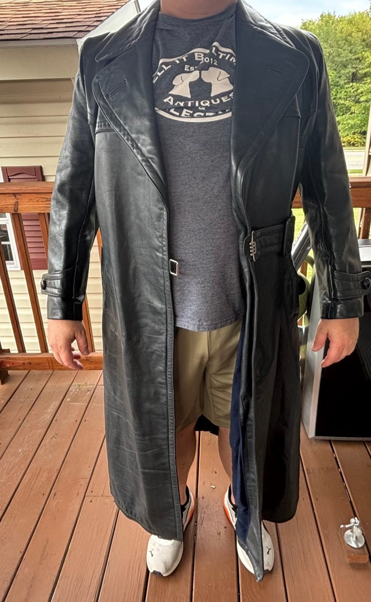 1958 German Leather Coat BWS Lederbekleidung Full Length Size 50