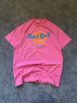Vintage 80s Hard Rock Cafe Boston Pink T Shirt Size L